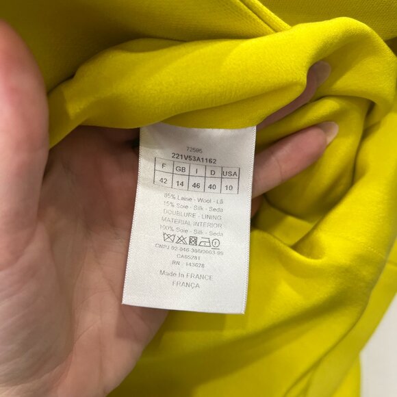 Christian Dior 2022 Spring Yellow Single Breasted Wool Jacket size FR 42/10 - Picture 13 of 13